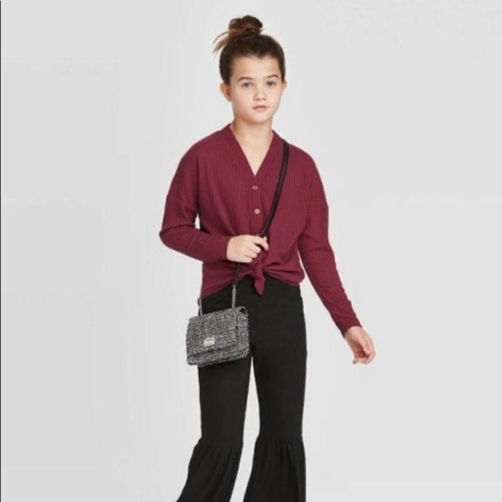 Art Class Girl Knit Tie Front Fashion Cardigan L